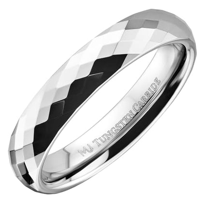 Tungsten Carbide Faceted Honeycomb Wedding Band Plated in Gold, Rose Gold or Black Ring - color: Polished-4mm