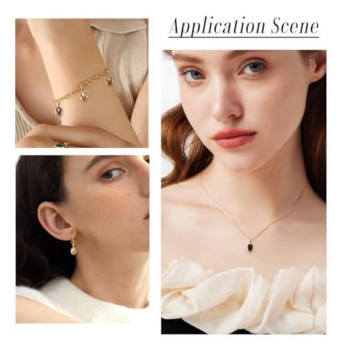 Beadthoven 9Pcs Oval Cubic Zirconia Charms Gold Plated Brass Rhinestone Charms Rice Shaped Micro Pave CZ Gem Stones Crystal Pendant Dangle Beads for Jewelry Making Necklace Earrings Bracelet DIY Craft - color: Oval Mix