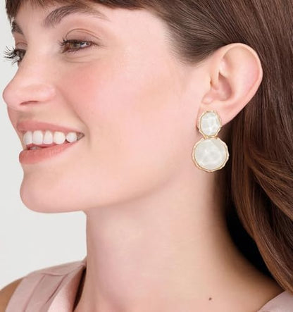 Resin Earrings for Women Acrylic Water Ripple Earring Boho Dangle Drop Earring - color: White