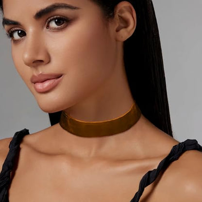 Velvet Choker Necklace for Women Goth Halloween Y2K Ribbon Collar Set - color: 2.54cm-12pcs-brown