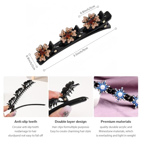 8Pcs Sparkling Crystal Rhinestone Braided Hair Clips Hair Accessories(Set B) - color: 8Pcs(Set B)