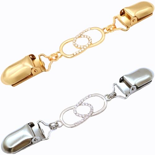 2 PCS Waist Cincher Clips Dress Clips Back Cinch for Shawl Cardigan Sweater Clothes Shirt Tightener Clip(Silvery Golden) - color: Color R2