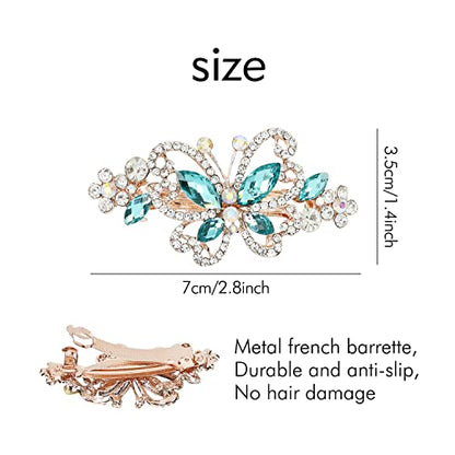 inSowni 4 Pack Luxury Glitter Sparkly Jeweled Gems Crystal Rhinestone Butterfly Metal French Barrettes Alligator Snap Hair Clips Headpieces Accessories for Women Girls - color: 4pcs Set D