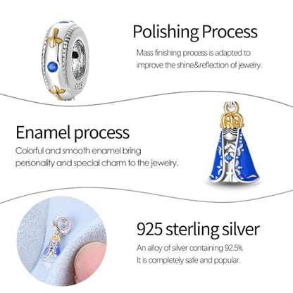 925 Sterling Silver Charms for Bracelets and Necklaces Beads Charms Jewelry Gift for Women - color: The Virgin's Prayer