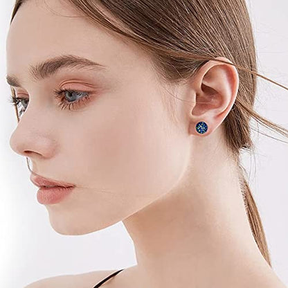 Silver-tone Faux Druzy Stud Earrings，925 Sterling Silver Hypoallergenic Natural Gemstone Earrings for Women Trendy Fashion - color: Black