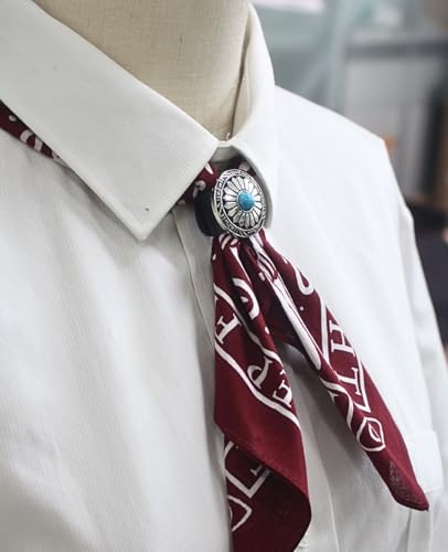 PEARLY JUN 4Pcs Western Bandana Scarf Ring Neckerchief Slide Buckle for Men Women Silk Scarves Cowboy Accessories - color: Silver C