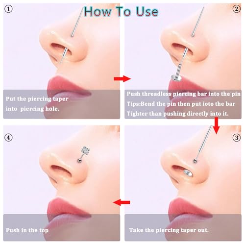 20G 18G 16G Nose Rings Studs 316L Surgical Steel Flat Back Threadless Push in Nose Studs Screw L-Shaped Nose Rings Tragus Cartilage Helix Earrings Piercing Jewelry for Women Men - color: 16G Flat Back Nose Studs - 6mm Bars