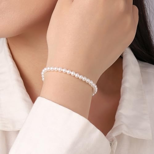 Dainty Gold Bracelets for Women, 18 Gold Plated Adjustable Evil Eye/Butterfly/Beaded/Pearl/Heart/Turquoise Handmade Bracelet for Women - style: Tiny Pearl