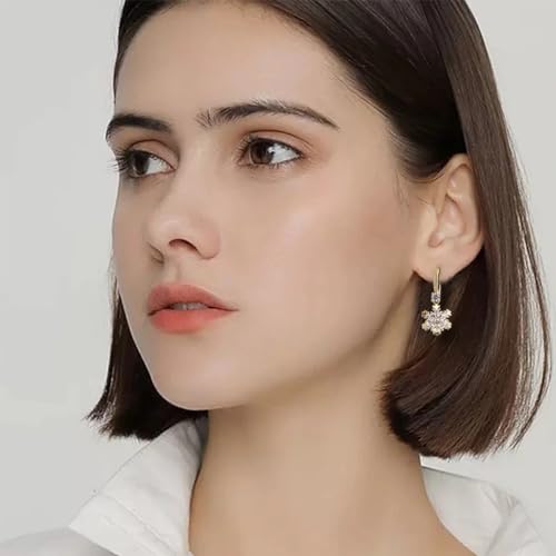 Jean Beau Drop Hoop Earrings for Women, Fasion Jewelry Gift - color: White Snow