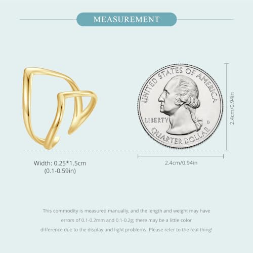 MUNDELL 925 Sterling Silver Simple Multi-layer Leaf Adjustable Ring Green Lucky Leaves Statement Ring for Women Promise Ring Fine Jewelry - color: Gold