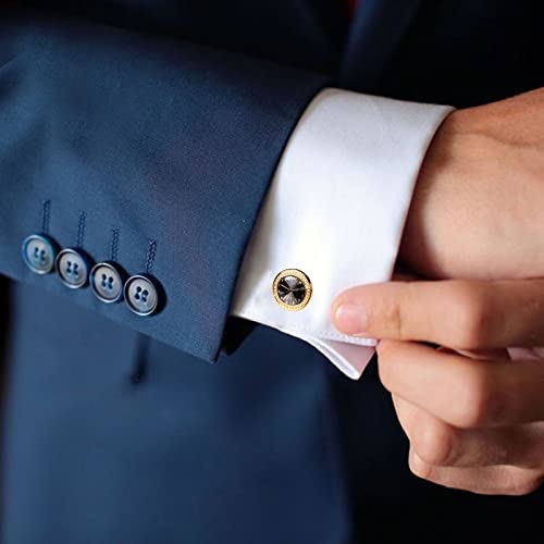 Barry.Wang Mens Cufflinks Tie Clip French Stylish Cuff Links Wedding Shirts Cuff Buttons Elegant Gift Necktie Pin - style: A Gold Watch