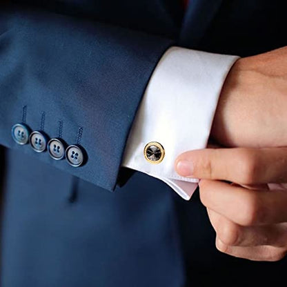 Barry.Wang Mens Cufflinks Tie Clip French Stylish Cuff Links Wedding Shirts Cuff Buttons Elegant Gift Necktie Pin - style: A Gold Watch