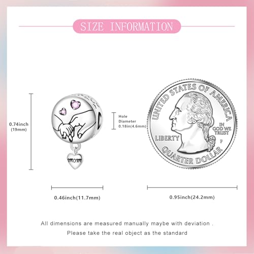 925 Sterling Silver Bead Charm for Pandora Bracelets and Necklaces,Pink Bow Cherry Butterfly Blue Ocean Pendant Bead Charms Jewelry Present Valentines Gifts for Wife/Girlfriend Women - style: Mother's Holding charm