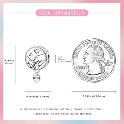 925 Sterling Silver Bead Charm for Pandora Bracelets and Necklaces,Pink Bow Cherry Butterfly Blue Ocean Pendant Bead Charms Jewelry Present Valentines Gifts for Wife/Girlfriend Women - style: Mother's Holding charm