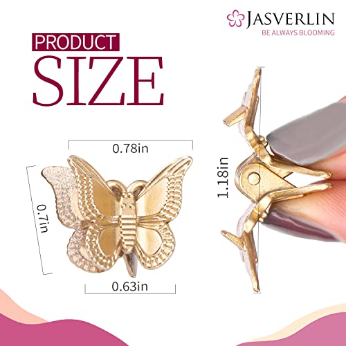 JASVERLIN Mini Butterfly Hair Clips 50pcs - Non-Slip Metallic Silver Gold Hair Claws Clip Y2K 90s 2000s Small Tiny Cute Accessories Organizer for Women Girls (Silver & Gold) - color: Silver & Gold
