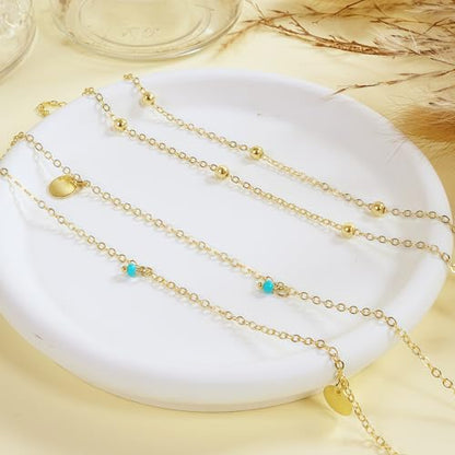 14K Gold Plated Waist Chain for Women, Layered Belly Body Chain | 2Pcs Adjustable Fit, Layered Design, Dainty Chain Styles, Bikini, Dress & Rave Outfits, Beach, Festival & Vacation - color: Gold-Plated 9