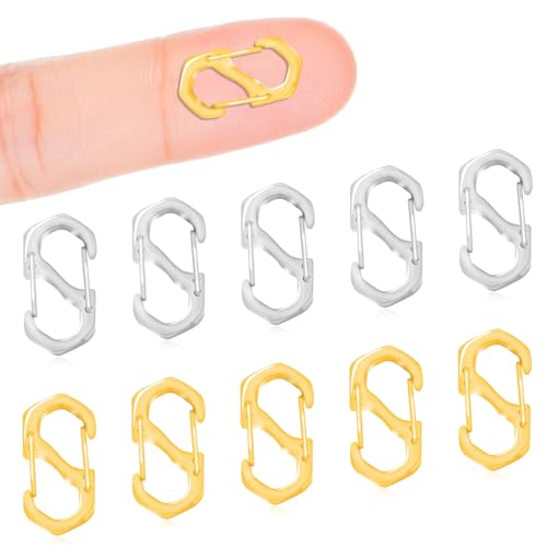 10Pcs Double Opening Lobster Clasps Necklace Shortener Clasp Stainless Steel Necklace Clasp S Lock Bracelet Clasps and Closures Chain Shortener for Necklace Bracelet Jewelry Making(Silver,Gold,M) - color: 10PCS-SIlver,Gold, size: Medium