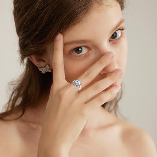 Horseshoe Ring 925 Sterling Silver Turquoise Cowboy Boot Ring Western Jewelry Cowgirl Gifts for Women Girlfriend Cowgirl