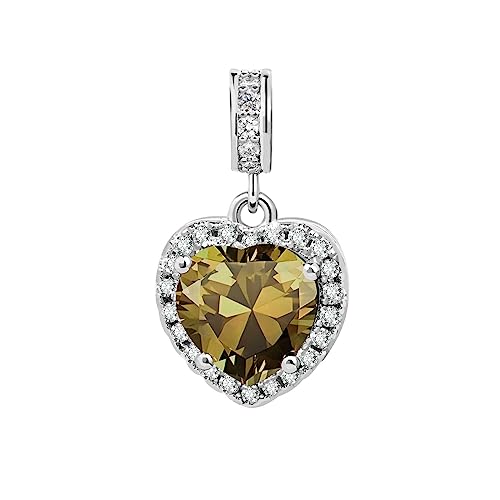 KunBead Dangle January-December Birthstone Love Heart Birthday Charms Compatible with Pandora Charm Bracelet Necklace - color: August
