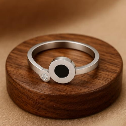 Stainless Steel Open Band Ring for Women & Men, Roman Numeral Accent with Cubic Zirconia Stone, Minimalist Modern Design, Tarnish Resistant Hypoallergenic Jewelry Gift - 6