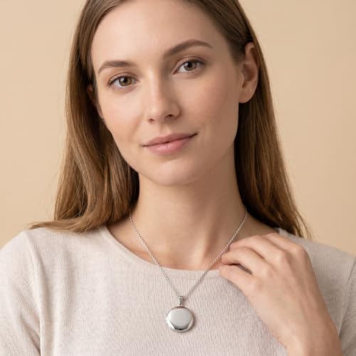 PHOCKSIN Personalized Locket Necklace for Women Photo Necklace with Customized Picture Birth Flower Birthstone Customizable Birthday Gifts - color: #14-Round Silver
