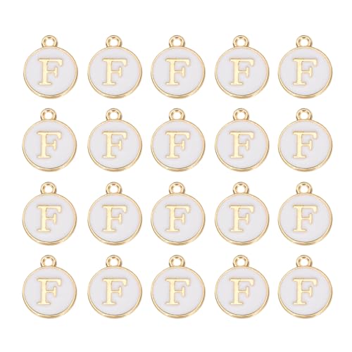 MECCANIXITY Pendants Letter Charm Initial Charm Double Sided Alphabet for DIY Necklace Bracelet Earrings Jewelry Making - style: F