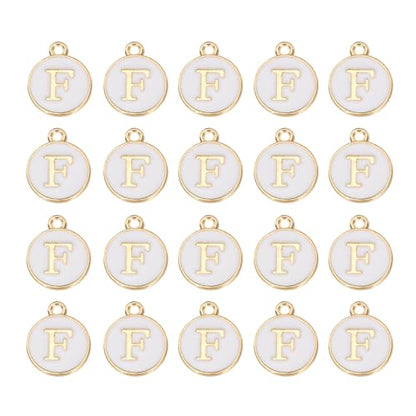 MECCANIXITY Pendants Letter Charm Initial Charm Double Sided Alphabet for DIY Necklace Bracelet Earrings Jewelry Making - style: F