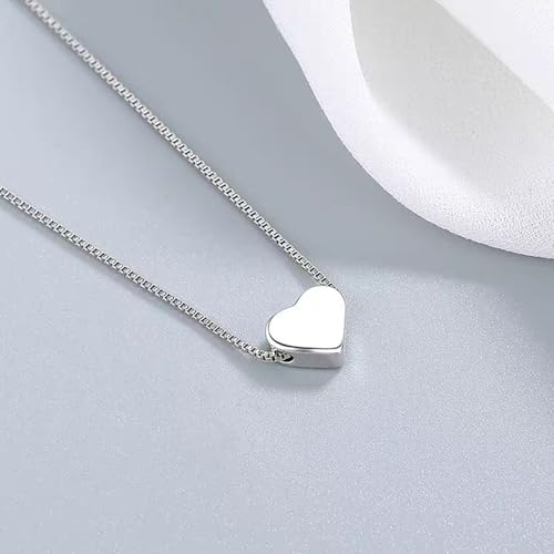 Zeffy Dainty Gold Heart Necklace for Women Trendy 14K Gold/Silver Plate Cute Heart Pendant Choker Necklaces Gold Love Heart Chain Necklace for Women Dainty Gold Jewelry Gifts for Women - style: Tiny Heart Box Chain-Silver