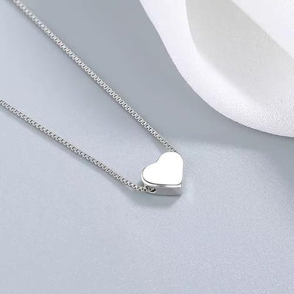 Zeffy Dainty Gold Heart Necklace for Women Trendy 14K Gold/Silver Plate Cute Heart Pendant Choker Necklaces Gold Love Heart Chain Necklace for Women Dainty Gold Jewelry Gifts for Women - style: Tiny Heart Box Chain-Silver