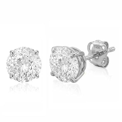 14k Gold Solitaire Round Cubic Zirconia Earrings Studs for Women & Men | Anti Tarnishing CZ Stud Earrings with 14k Gold Butterfly Pushbacks | 4MM-7.5MM by MAX + STONE - color: White Gold, size: 7 mm