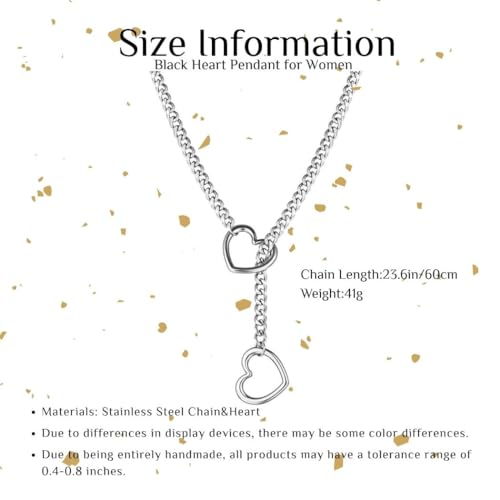 Artmiss Heart Slip Chain Necklace Cuban Long Chain Affection Link Necklace Submissive Collar Chokers for Women - color: Silver