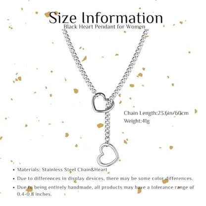 Artmiss Heart Slip Chain Necklace Cuban Long Chain Affection Link Necklace Submissive Collar Chokers for Women - color: Silver