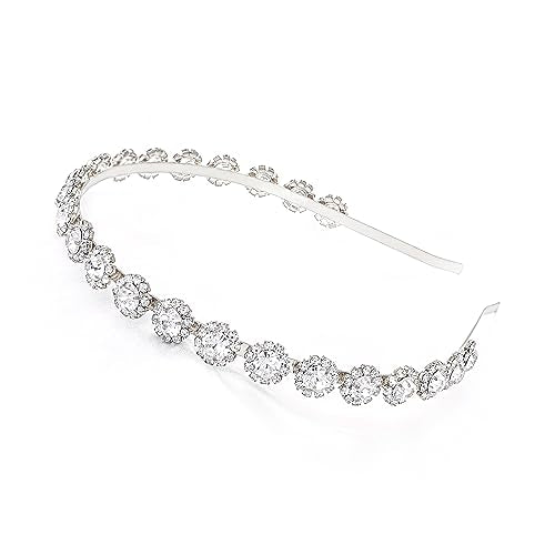 Bridal Headpiece Wedding Headband with Crystal and Hair Accessories (Silver, 5.5'') - color: Silver
