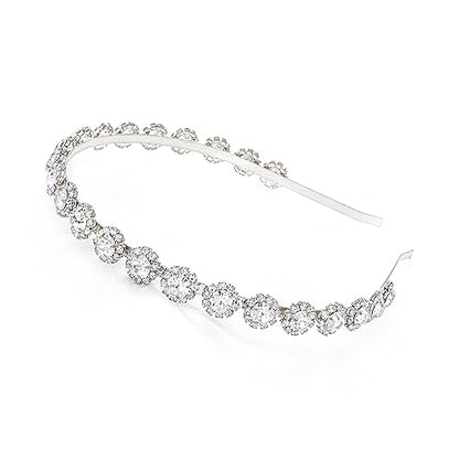 Bridal Headpiece Wedding Headband with Crystal and Hair Accessories (Silver, 5.5'') - color: Silver