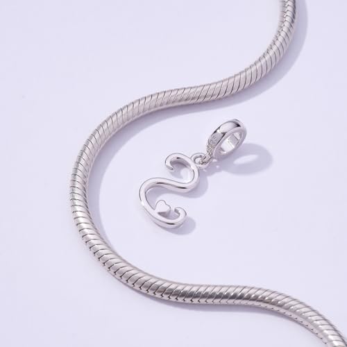 Letter Charms for Pandora Bracelets 925 Sterling Silver Alphabet Initial Charms Bead Jewelry Gift for Women - style: Initial S