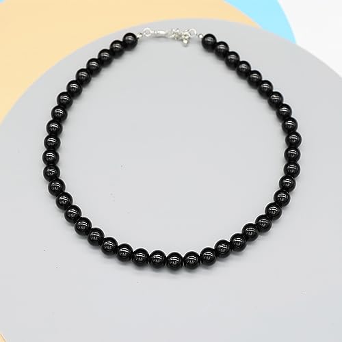 Long Simulated 10mm AAA Pearl Strand Necklace for Women Multicolor Pearl Choker Necklace 1920s Pearl Statement Necklace Costume Jewelry - color: 10mm Black