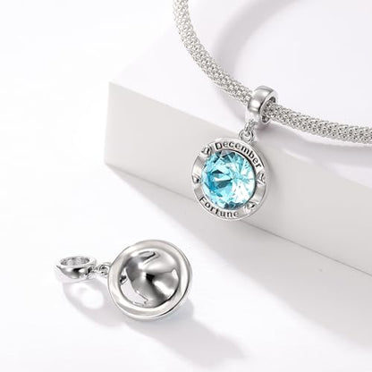 Birthstone Charms for Women Bracelets Birthday Bead Charms fit Pandora Bracelets Mothers Day Gifts for Women - color: 12-December(Tanzanite)