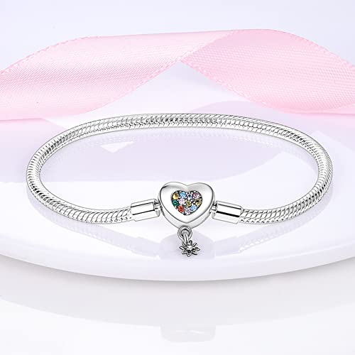 KUNSIR 925 Sterling Silver Palm Clasp Snake Chain Bracelet Basic Charm Bracelets Fit Any PDL Charm, with for Teen Women - style: KJB007
