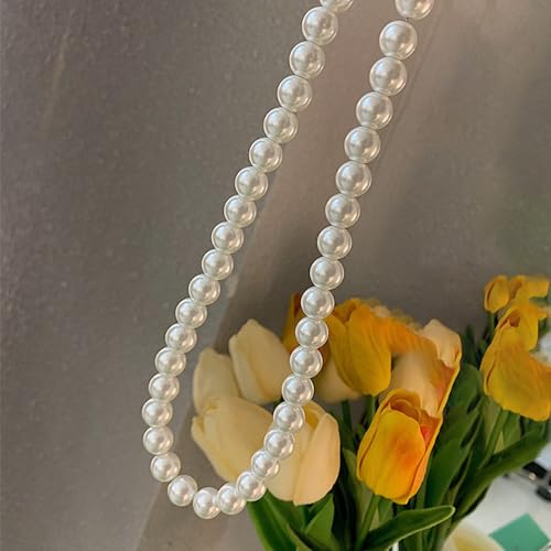 Chunky Pearl Choker Necklace - Stackable Statement Wedding Party Jewelry Gift - size: 10mm pearl
