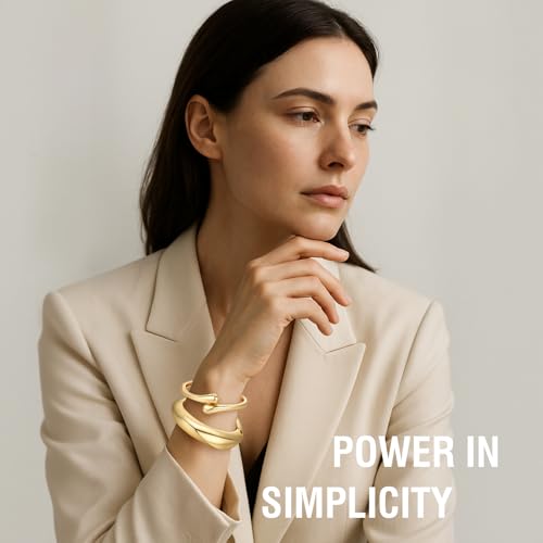 Chunky Gold Bangle Bracelets for Women Trendy 14K Gold Plated Cuff Bracelets Stack, Dainty Gold Bracelet Sets Non Tarnish Fashion Jewelry Gift - style: 2pcs-Gold-BoldTwinDrop