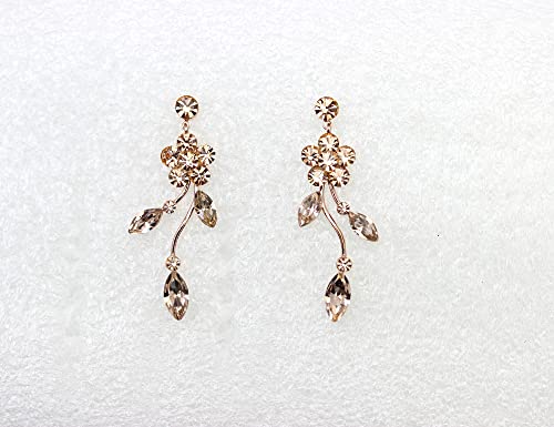 Faship Gorgeous Rhinestone Crystal Floral Necklace Earrings Set - color: Champagne