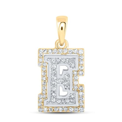Sonia Jewels Solid 10K Yellow and White Gold Two Tone Real Natural Diamond Womens A-Z Initial Letter Pendant Charm for Necklaces 1/6 Carat (.17 Cttw) - style: E - 10k White and Yellow Gold