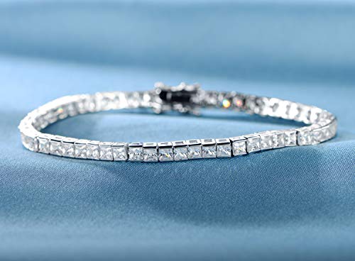 14K White Gold Plated 3.0mm Bracelet Classic Hypoallergenic Cubic Zirconia Tennis Bracelet for Women 6.0-8.5 Inch - size: 7.5 inch