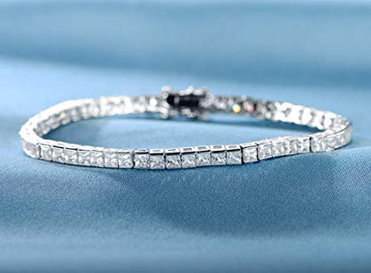 14K White Gold Plated 3.0mm Bracelet Classic Hypoallergenic Cubic Zirconia Tennis Bracelet for Women 6.0-8.5 Inch - size: 7.5 inch