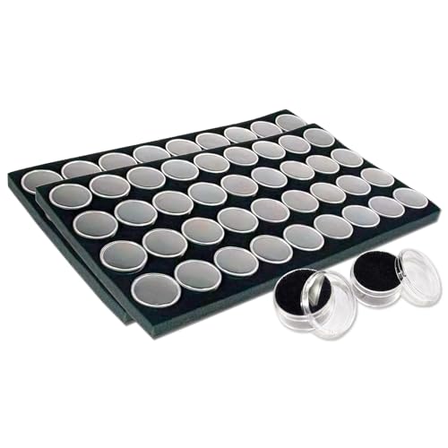 2-Pack 36-Jars Velvet Foam Padding Jewelry Container Inserts - Tray/Case Liners - Medium Gem, Beads, Collectibles Storage Box (Black) by The Display Guys - color: Black, size: Jars - 36