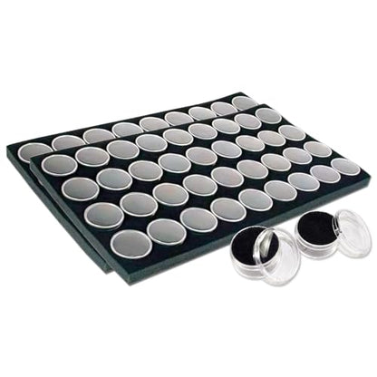 2-Pack 36-Jars Velvet Foam Padding Jewelry Container Inserts - Tray/Case Liners - Medium Gem, Beads, Collectibles Storage Box (Black) by The Display Guys - color: Black, size: Jars - 36
