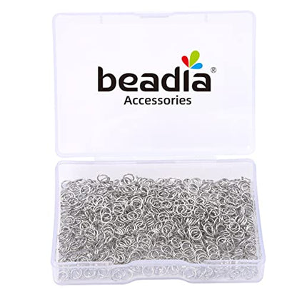 BEADIA Platinum Plated Jump Rings Non Tarnish 4mm 900pcs for Jewelry Making Findings - color: Platinum, size: 0.5x4mm