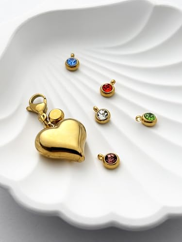 Heart Layer Pendant Necklace for Women, Adjustable Slip Chain with Colorful Gemstone & Heart Clasp - color: Gold-Blue