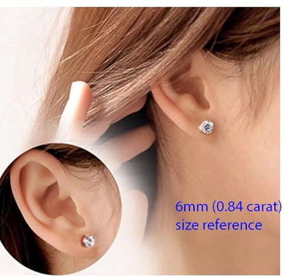 Adabele Authentic Sterling Silver Birthstone Stud Earrings 6mm 8mm Cubic Zirconia Imitation Diamond Gemstone Hypoallergenic Nickel Free Tarnish Resistant Women Fine Jewelry - color: June, size: 6mm/0.84 Carat