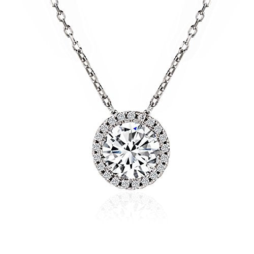 A+O Gift for Mom, Aunt, Grandma - Solitaire Halo Necklace in Gold, Rose Gold, Silver - style: MOTHER, Silver